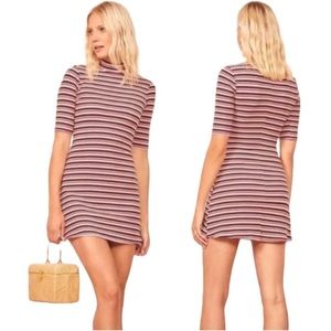Reformation mod striped mock neck knit mini dress